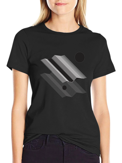 Geometric Lines Graphic Black T-Shirt