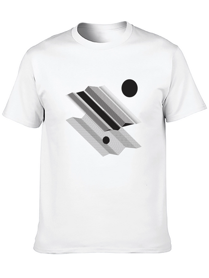 Geometric Lines Graphic Black T-Shirt