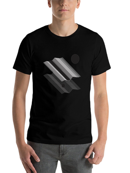 Geometric Lines Graphic Black T-Shirt