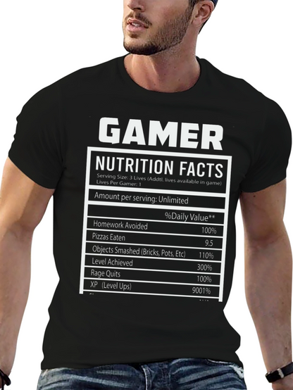 Gamer Nutrition Facts Black T-Shirt