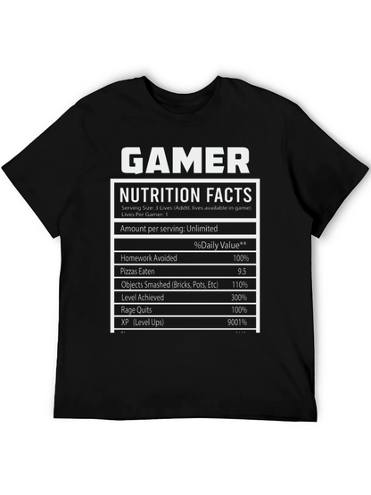 Gamer Nutrition Facts Black T-Shirt