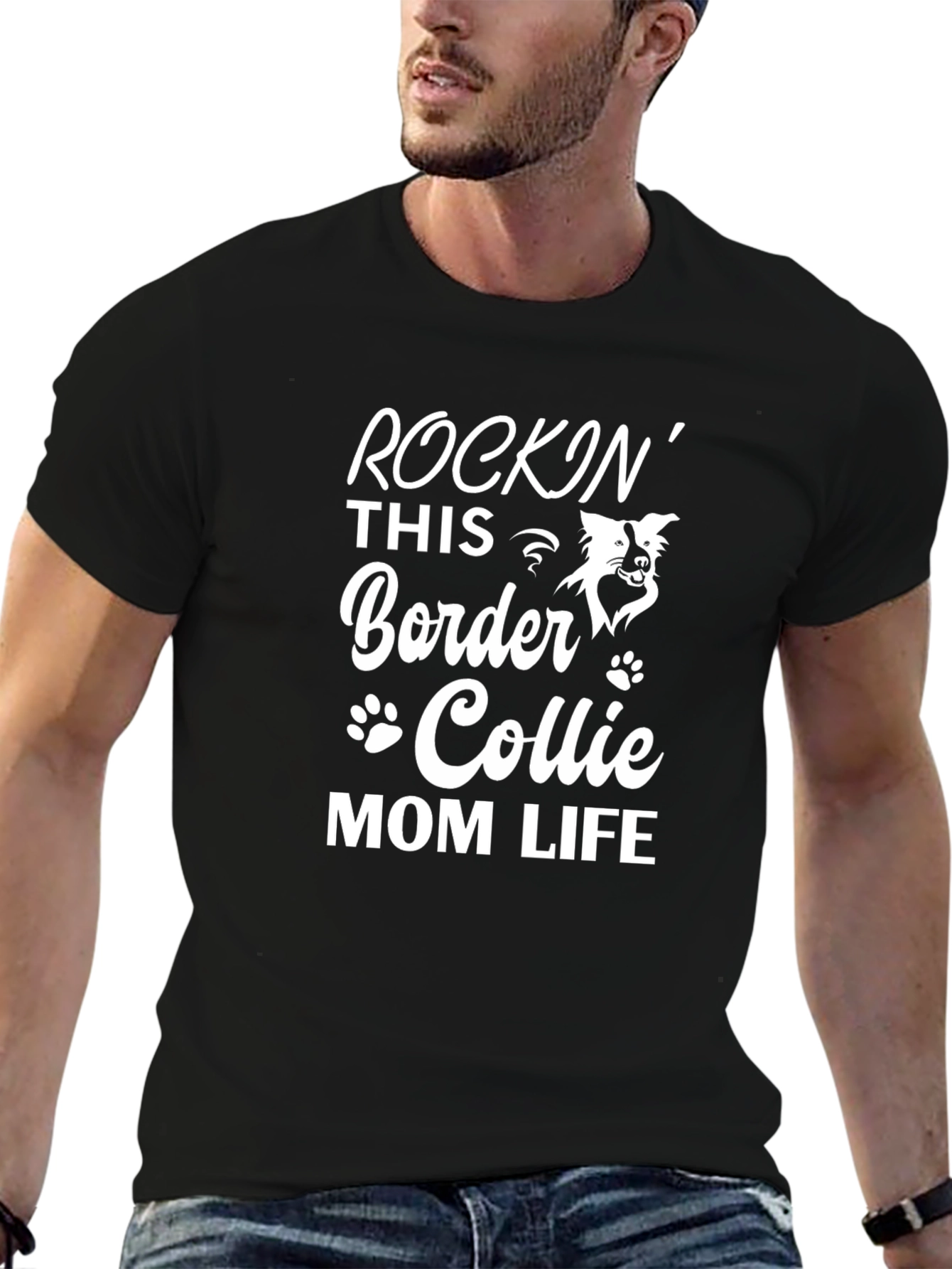 Rockin Border Collie Mom Life T-Shirt