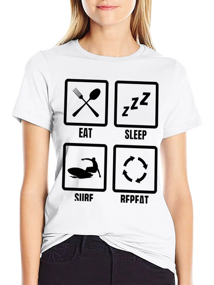 Eat Sleep Surf Repeat Graphic Tee - Black T-Shirt