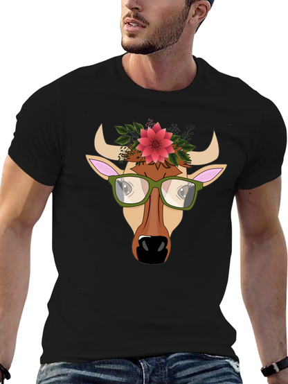 Cow with Flower Crown Graphic Tee