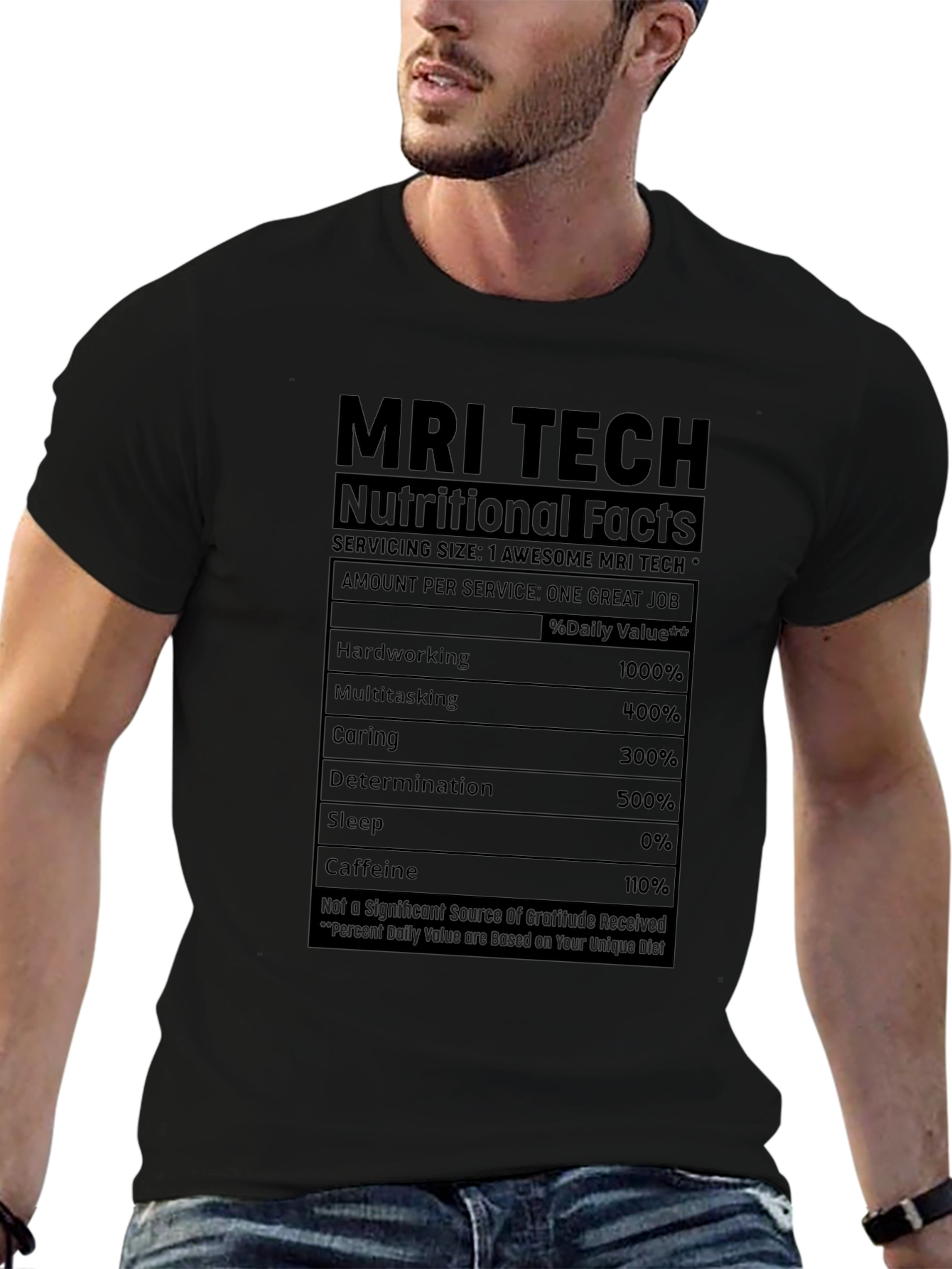 MRI Tech Nutritional Facts Black T-Shirt