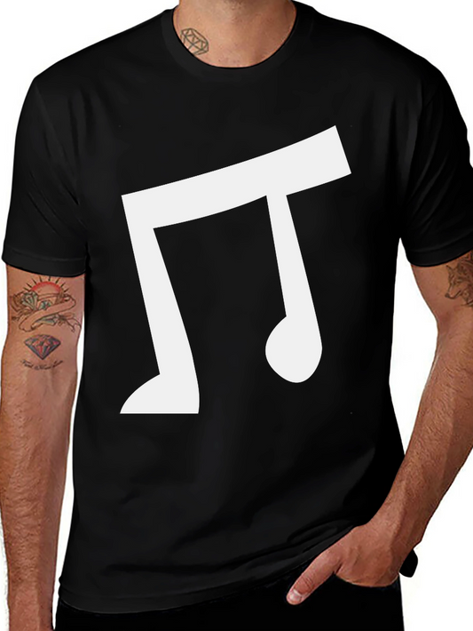 Musical Note Graphic Tee - Casual Black T-Shirt