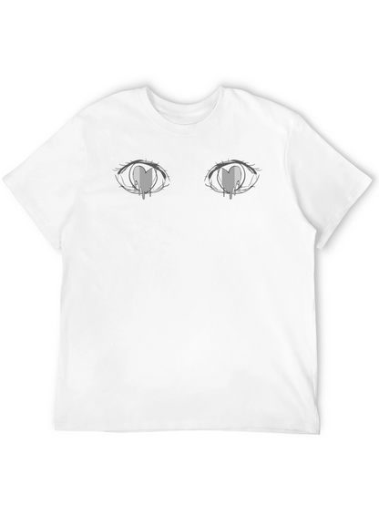Anime Eyes Heart Tears Graphic Black T-Shirt