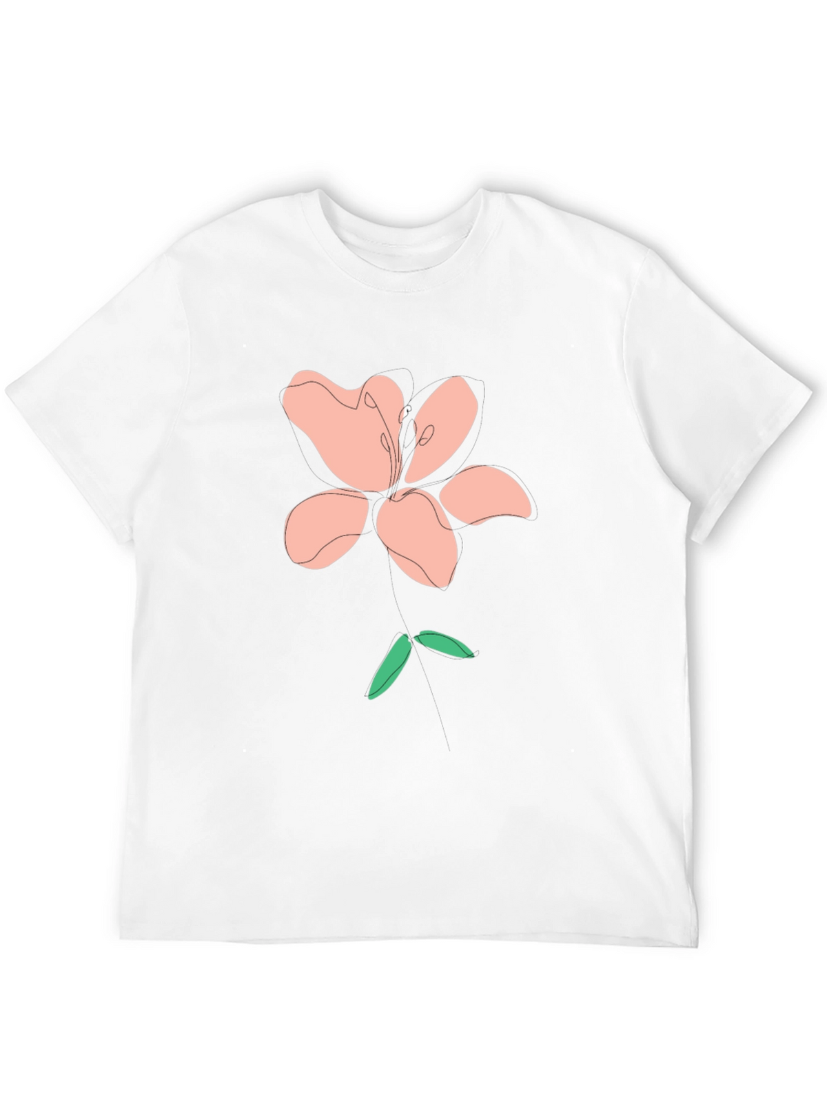 Modern Floral Graphic Tee - Black Cotton Blend
