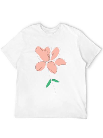 Modern Floral Graphic Tee - Black Cotton Blend