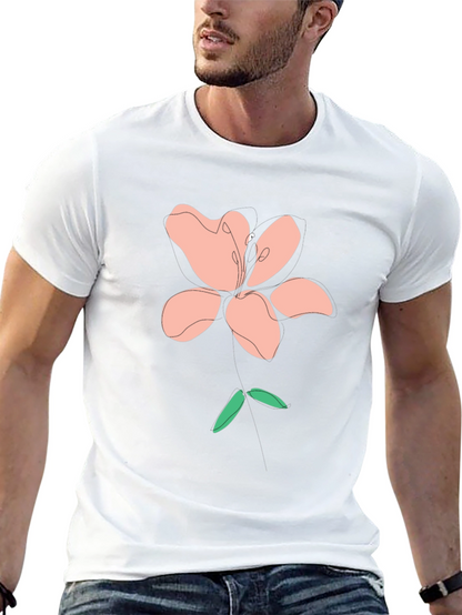 Modern Floral Graphic Tee - Black Cotton Blend