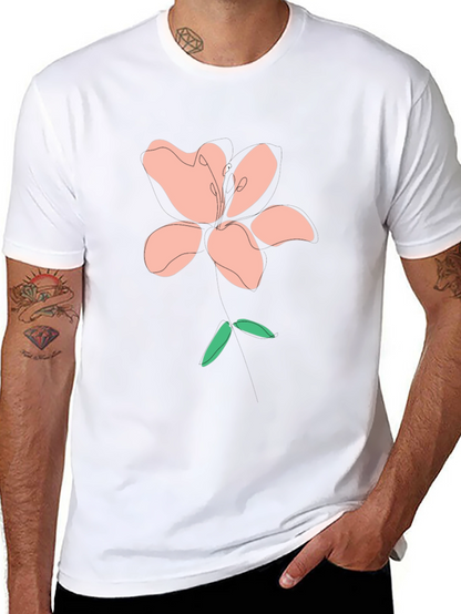 Modern Floral Graphic Tee - Black Cotton Blend