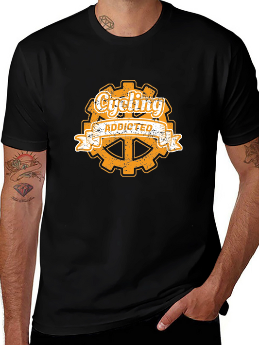 Cycling Addicted Graphic Tee - Black Cotton T-Shirt
