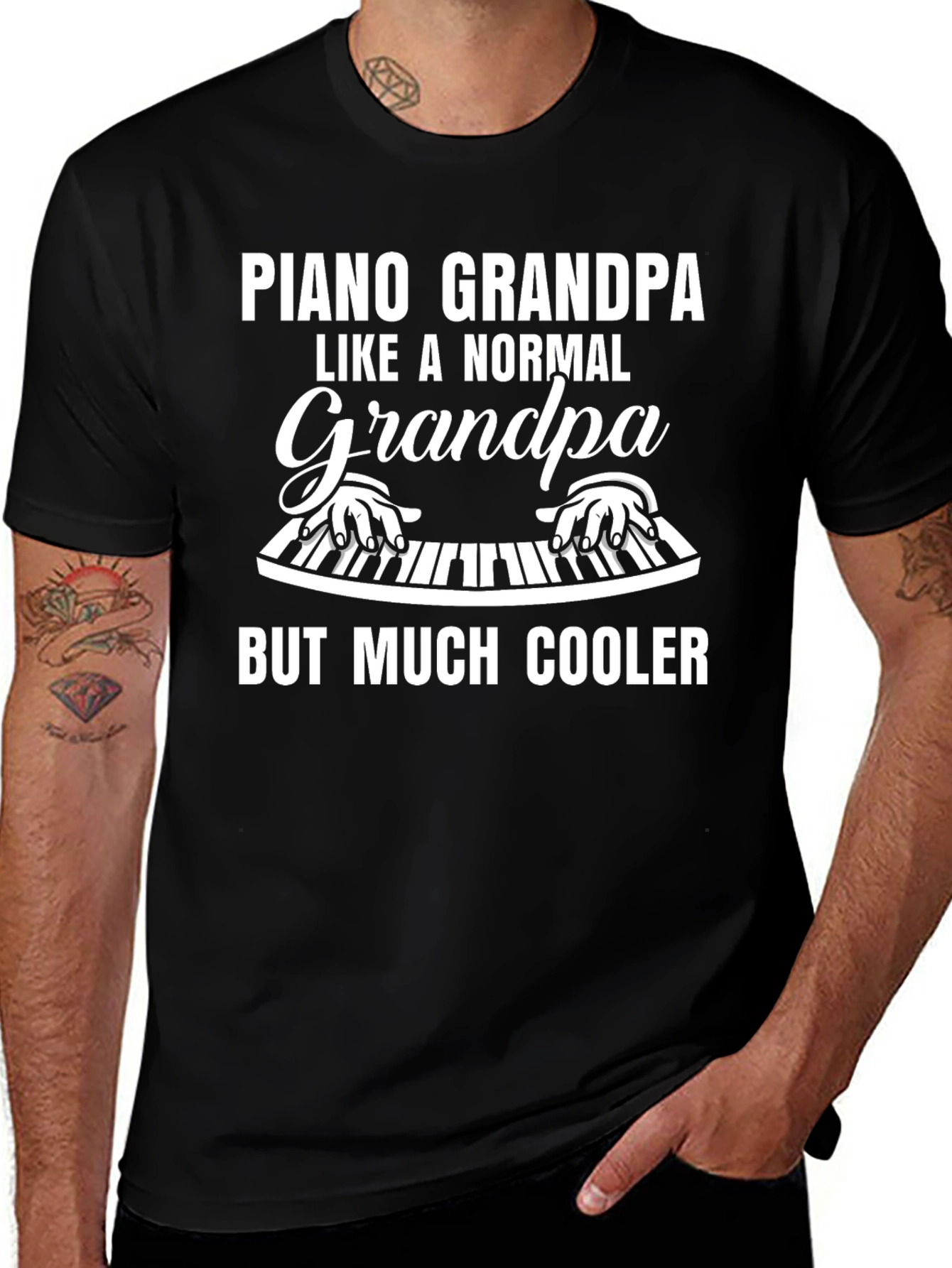 Piano Grandpa Black T-Shirt