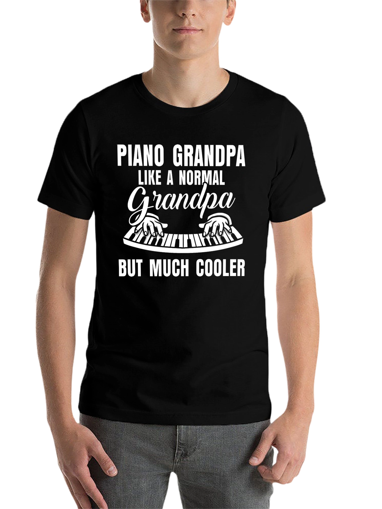 Piano Grandpa Black T-Shirt