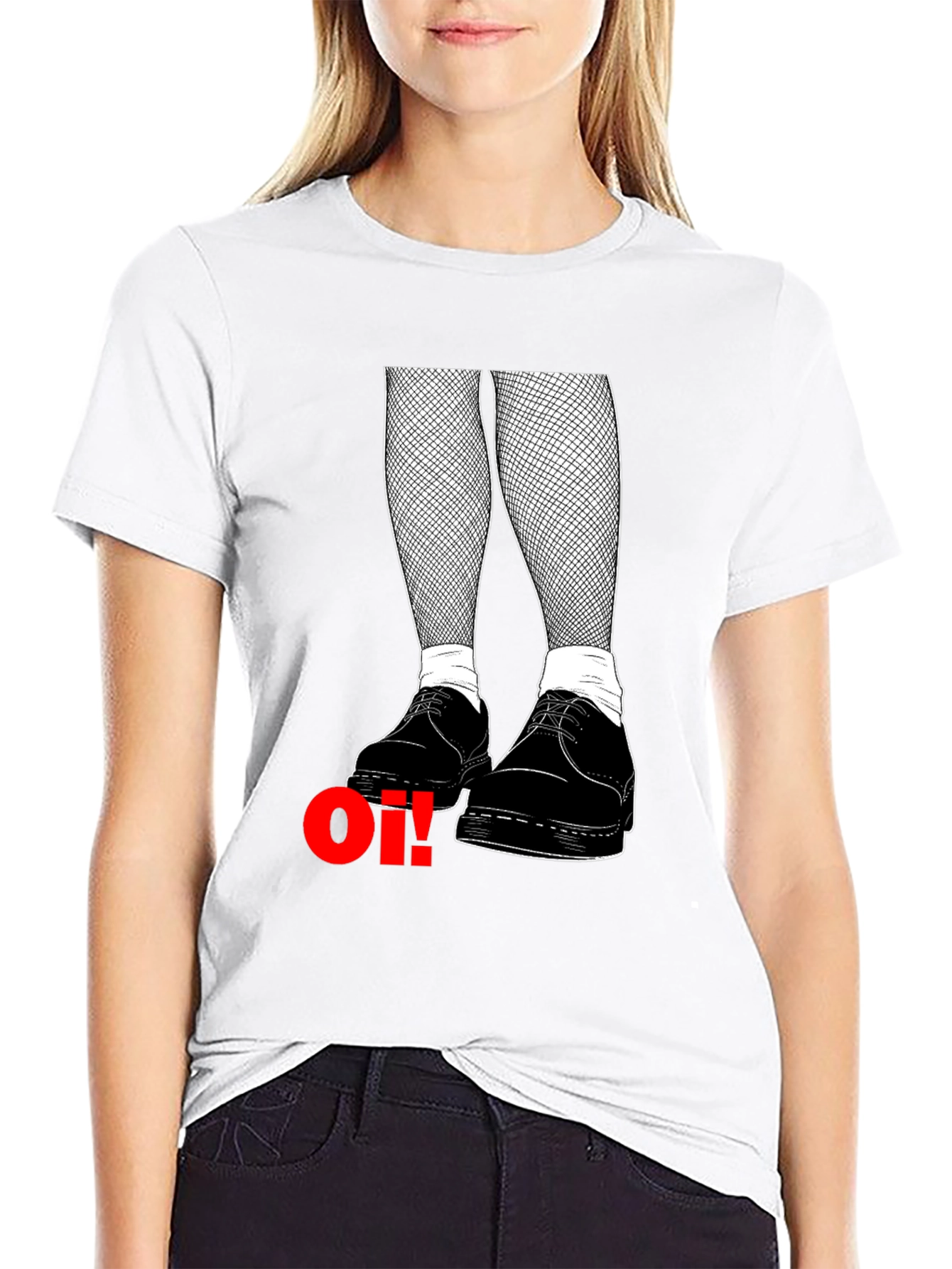 Oi! T-Shirt: Skinhead Style with Fishnet & Boots