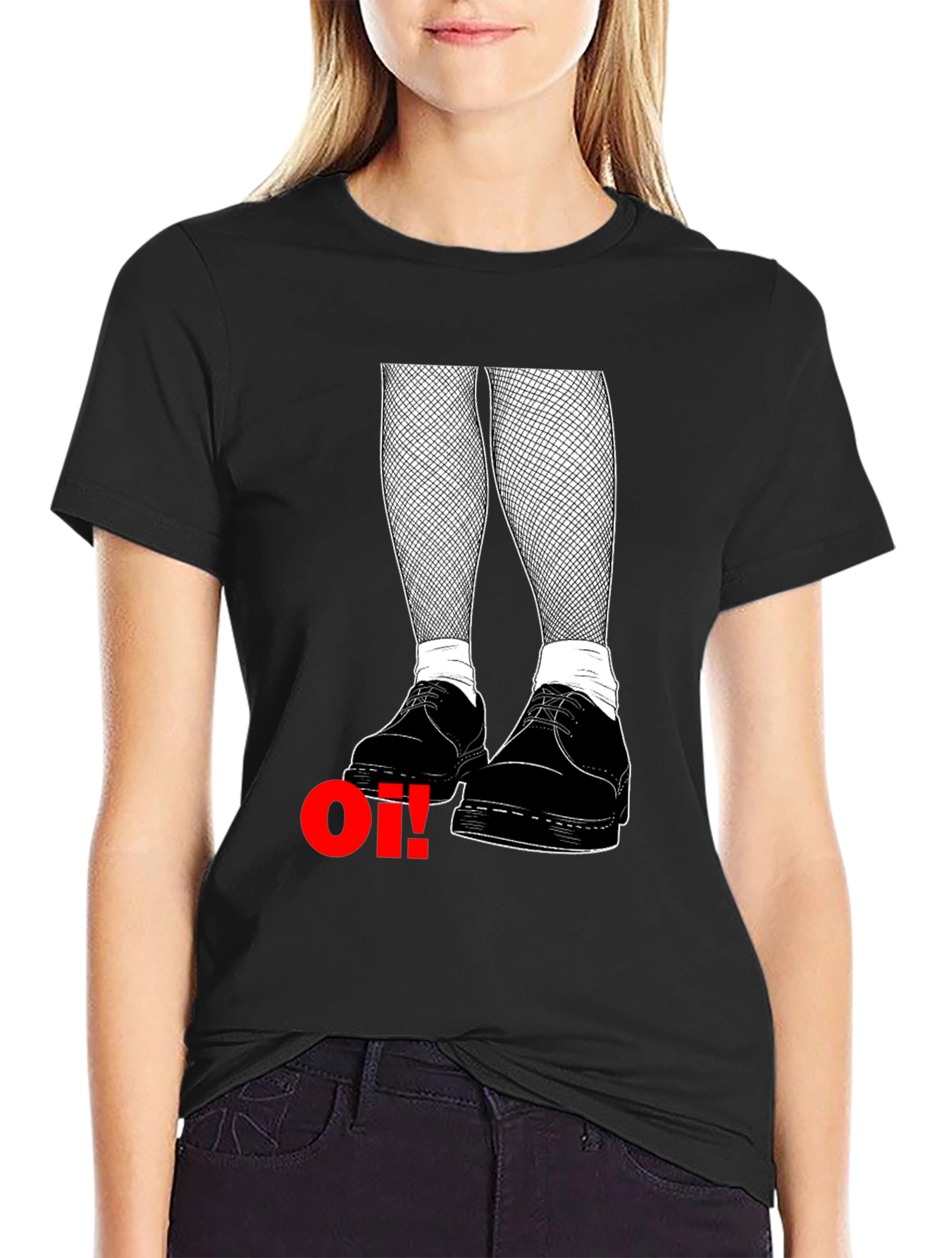 Oi! T-Shirt: Skinhead Style with Fishnet & Boots
