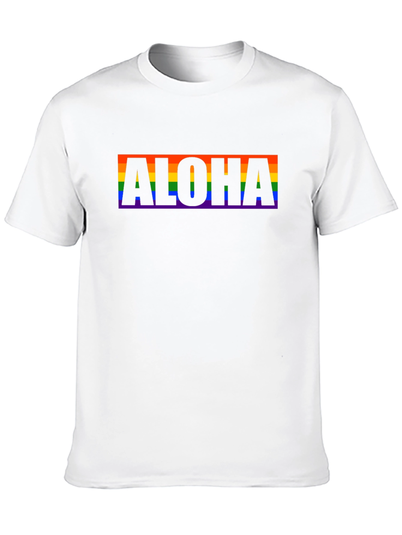 Aloha Rainbow Pride Graphic Tee - Black Cotton T-Shirt