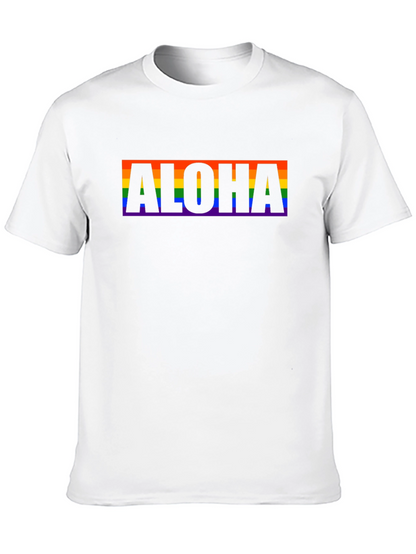 Aloha Rainbow Pride Graphic Tee - Black Cotton T-Shirt