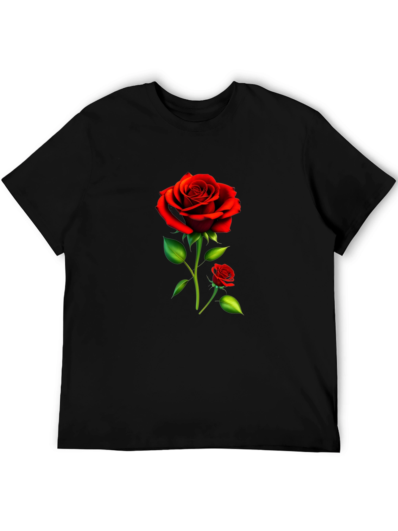 Black Rose Graphic Tee - Stylish Floral Design
