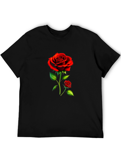 Black Rose Graphic Tee - Stylish Floral Design