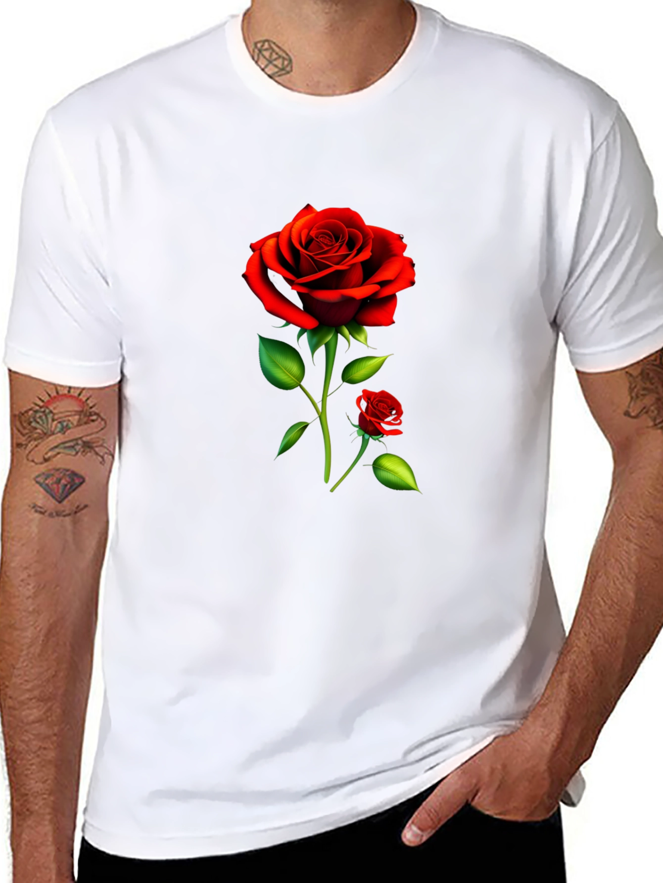 Black Rose Graphic Tee - Stylish Floral Design