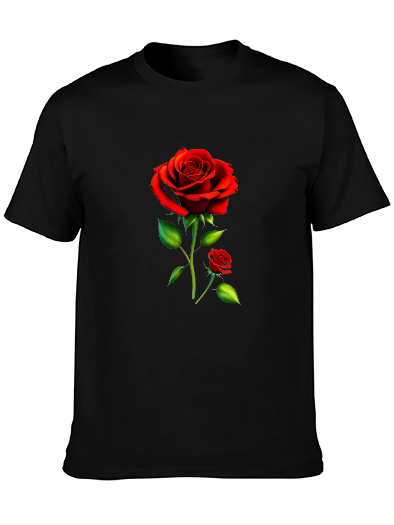 Black Rose Graphic Tee - Stylish Floral Design