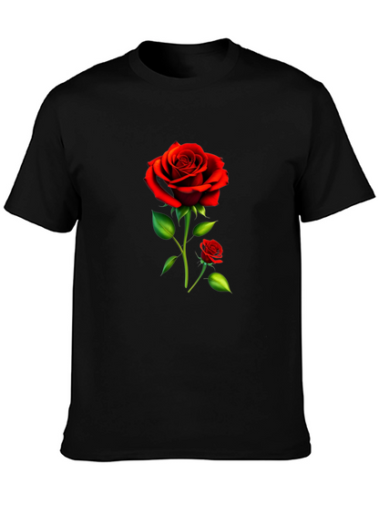 Black Rose Graphic Tee - Stylish Floral Design