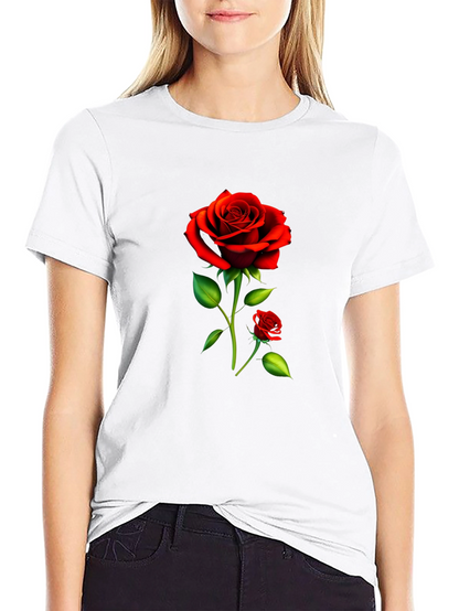 Black Rose Graphic Tee - Stylish Floral Design