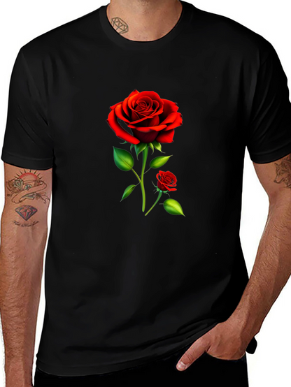 Black Rose Graphic Tee - Stylish Floral Design