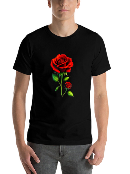 Black Rose Graphic Tee - Stylish Floral Design
