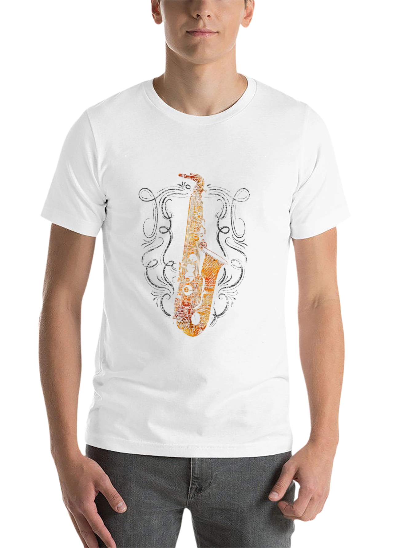Saxophone Graphic Black T-Shirt