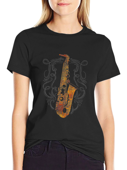 Saxophone Graphic Black T-Shirt