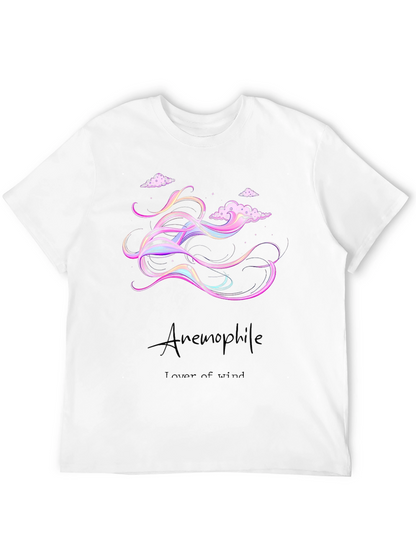 Anemophile Black T-Shirt - Whimsical Wind Design