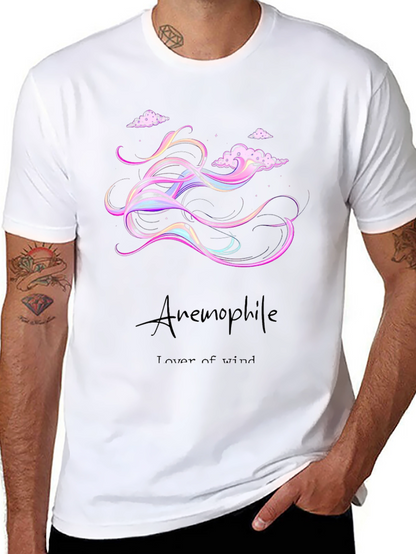Anemophile Black T-Shirt - Whimsical Wind Design