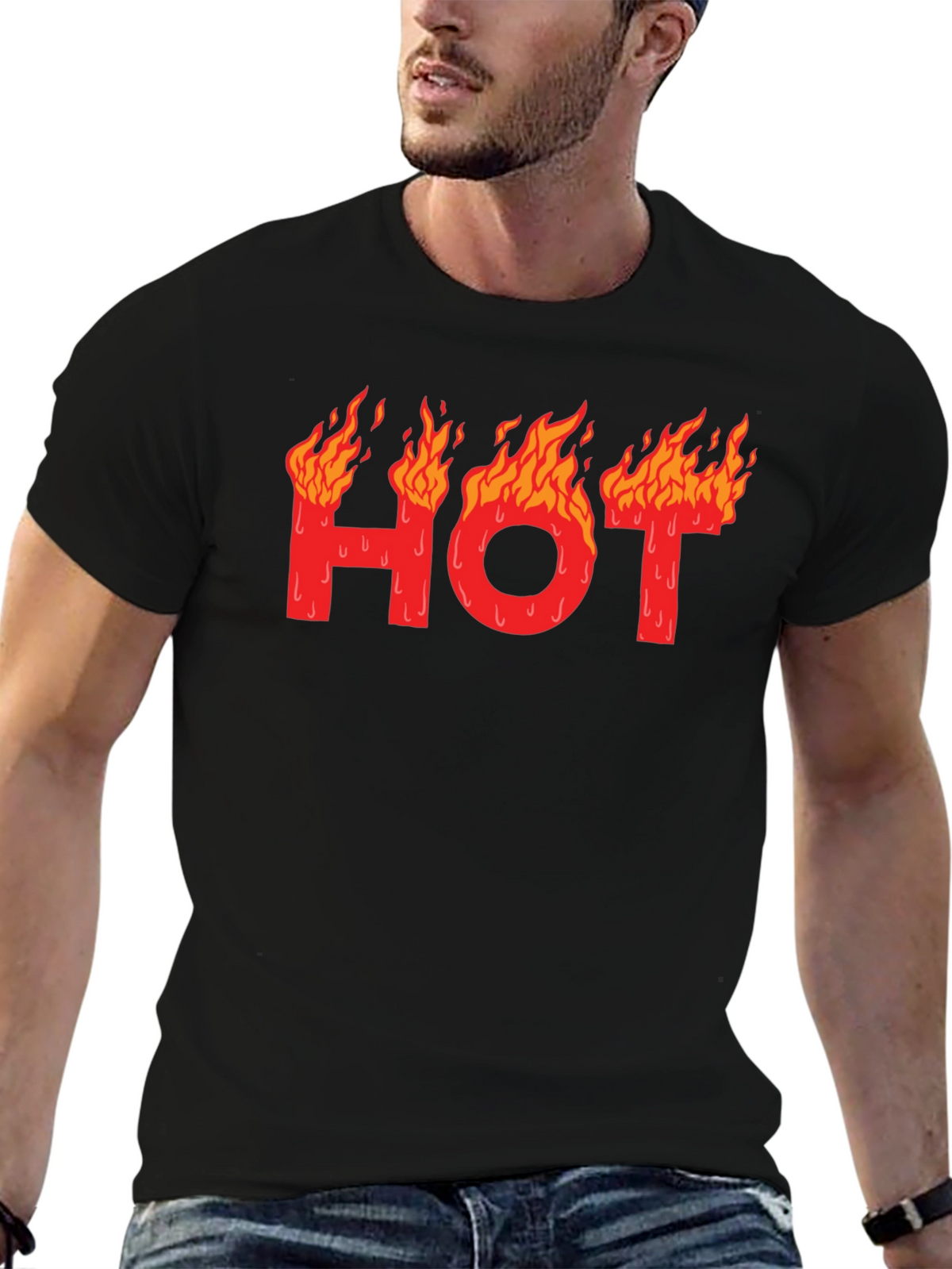 Hot Graphic T-Shirt - Black Cotton Tee