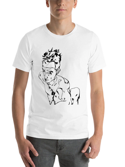 Abstract Sketch Graphic Tee - Black Cotton Casual Wear