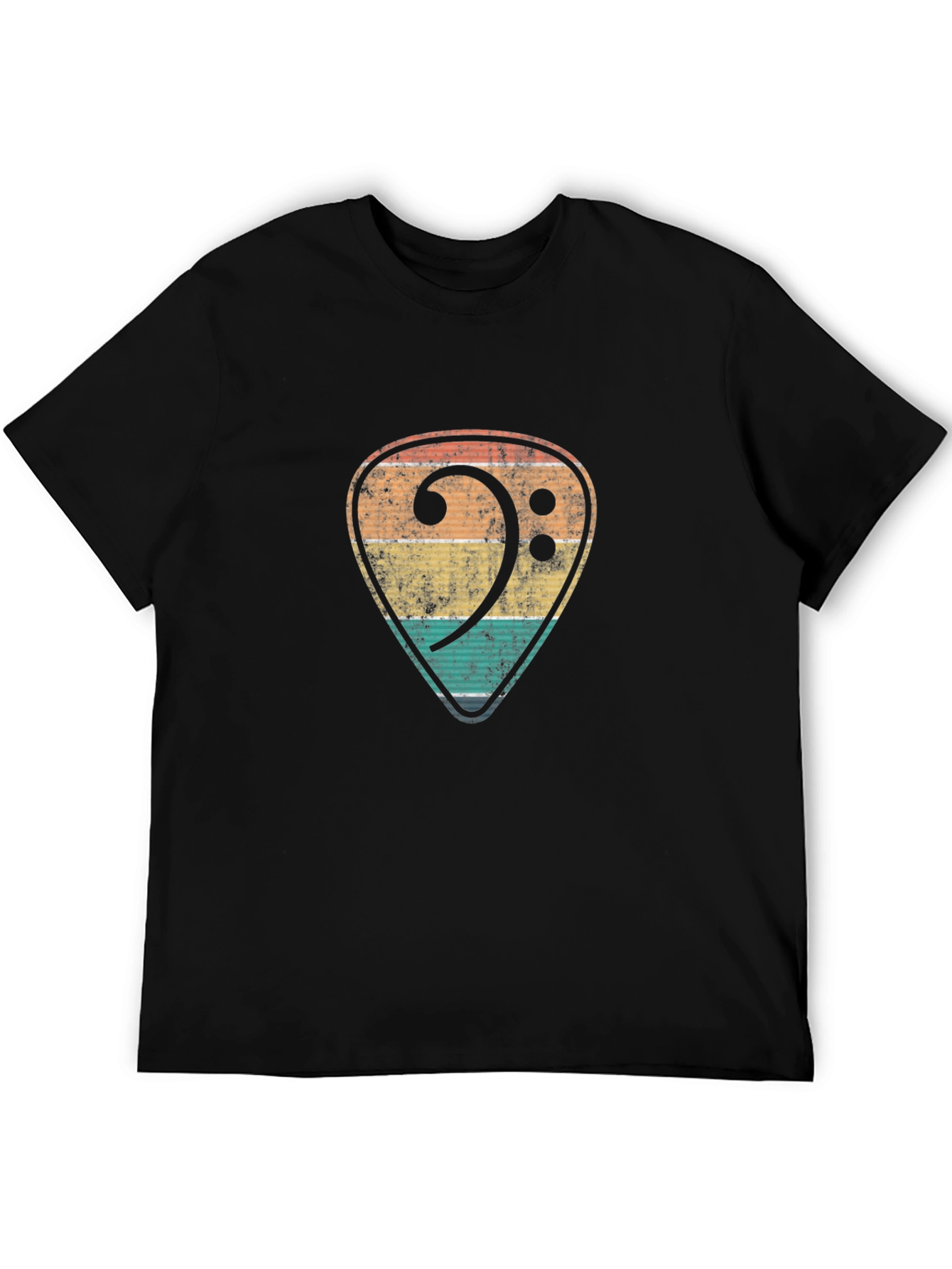Retro Bass Clef Guitar Pick T-Shirt
