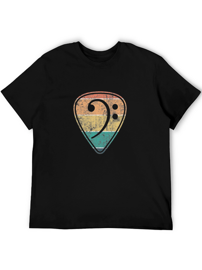 Retro Bass Clef Guitar Pick T-Shirt
