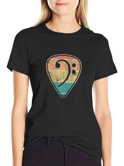 Retro Bass Clef Guitar Pick T-Shirt