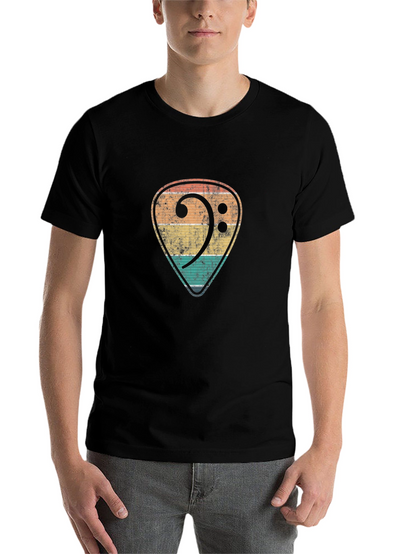 Retro Bass Clef Guitar Pick T-Shirt