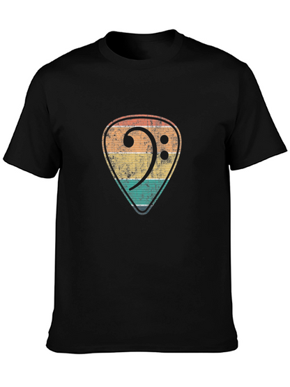Retro Bass Clef Guitar Pick T-Shirt