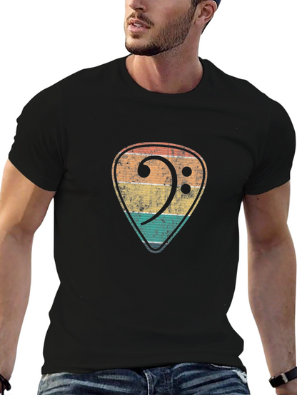 Retro Bass Clef Guitar Pick T-Shirt