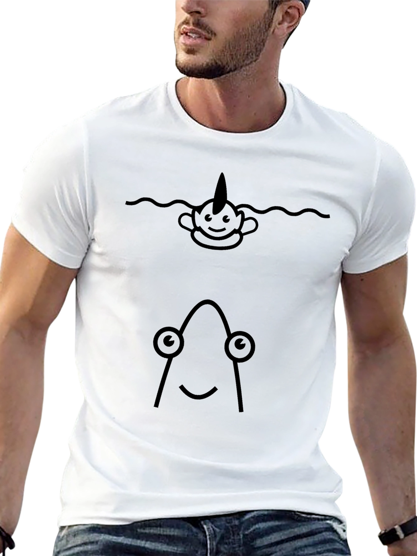 Funny Narwhal & Angler Fish Graphic T-Shirt
