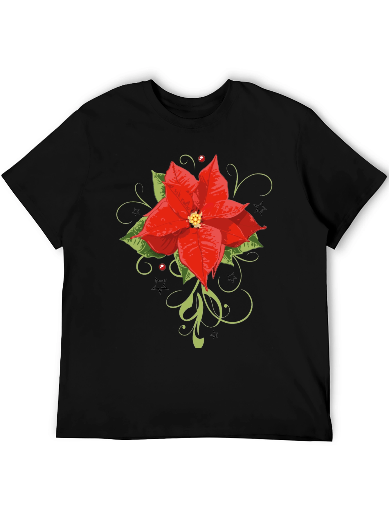 Festive Poinsettia Graphic Tee - Holiday Style