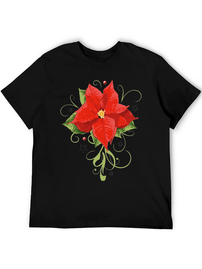 Festive Poinsettia Graphic Tee - Holiday Style