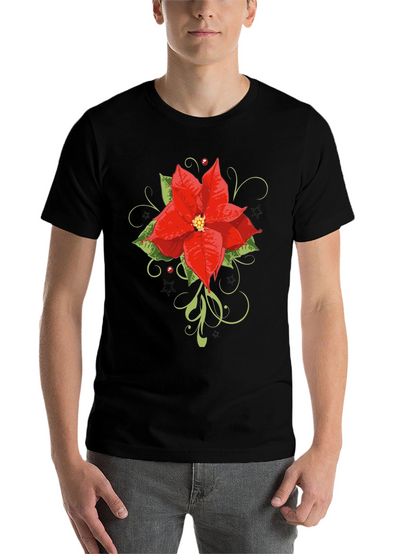 Festive Poinsettia Graphic Tee - Holiday Style