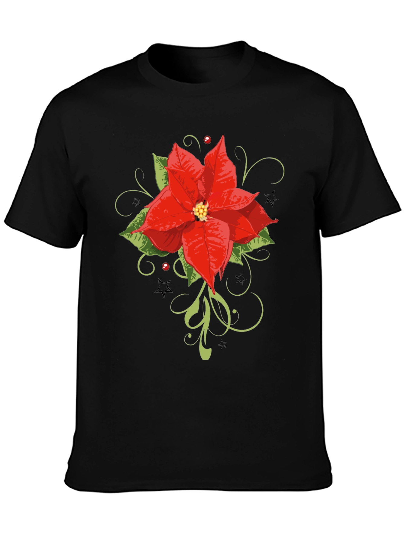 Festive Poinsettia Graphic Tee - Holiday Style