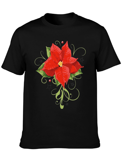 Festive Poinsettia Graphic Tee - Holiday Style
