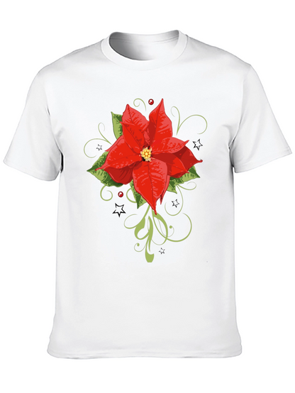 Festive Poinsettia Graphic Tee - Holiday Style