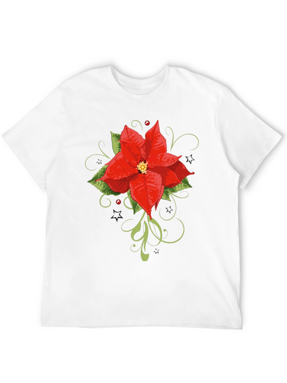 Festive Poinsettia Graphic Tee - Holiday Style